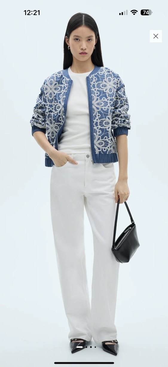 Mango pamuklu işlemeli ceket - Görsel 2