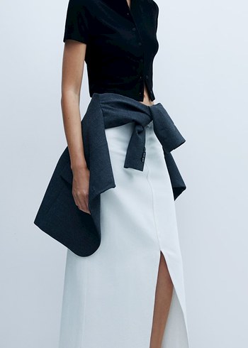 Mango yırtmaçlı denim etek - Görsel 2