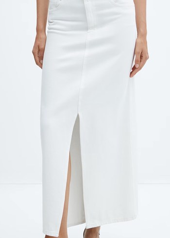 Mango yırtmaçlı denim etek - Görsel 4