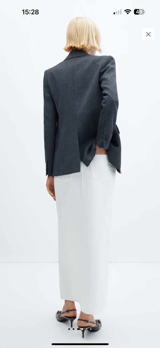 Mango yırtmaçlı denim etek - Görsel 3