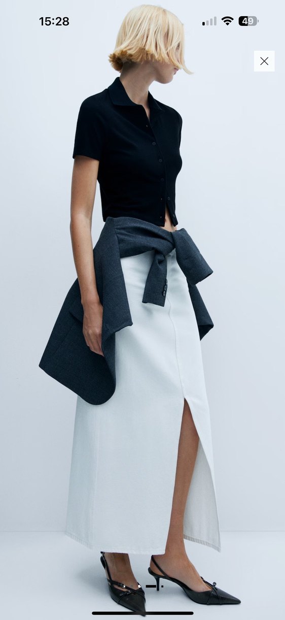 Mango yırtmaçlı denim etek - Görsel 2