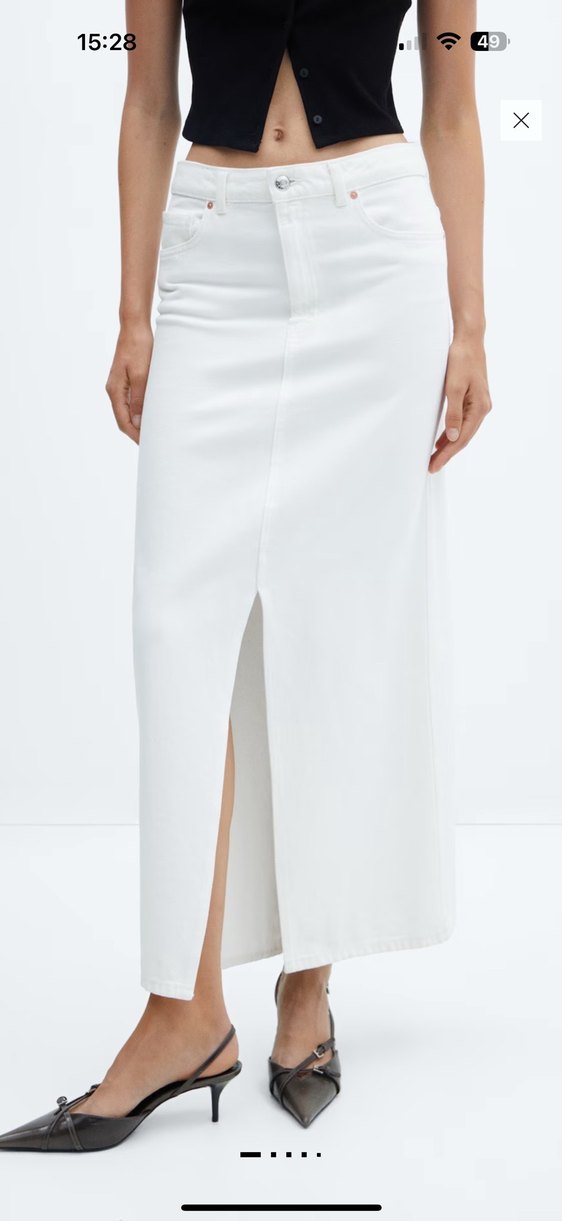 Mango yırtmaçlı denim etek - Görsel 4