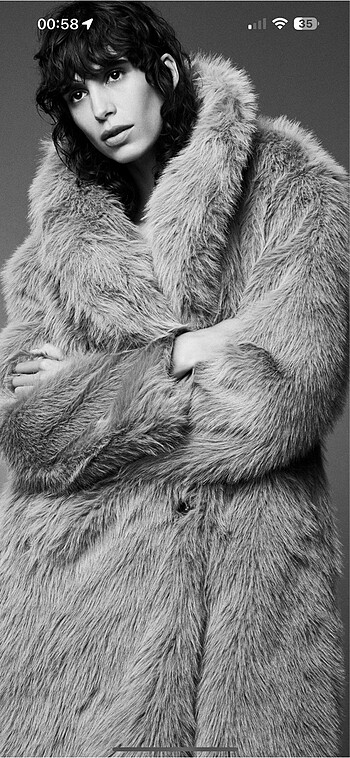 Zara k ü r k lü kaban geniş kesim - Görsel 2