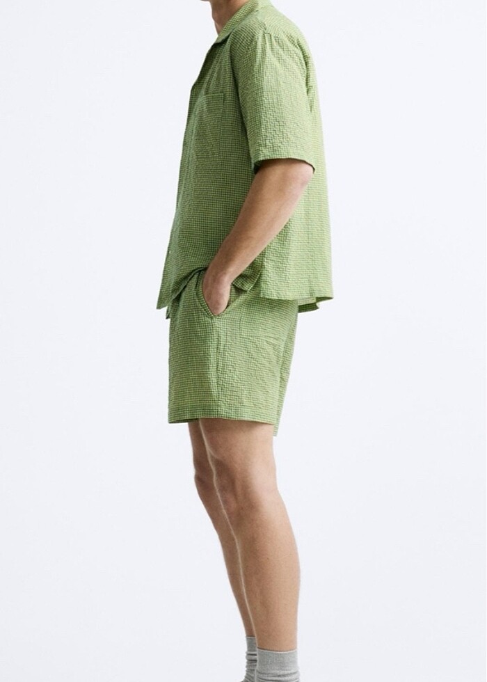 Zara kareli şort - Görsel 3