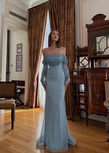 Mavi ışıltılı abiye - Görsel 2