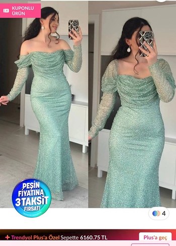 Mavi ışıltılı abiye - Görsel 7