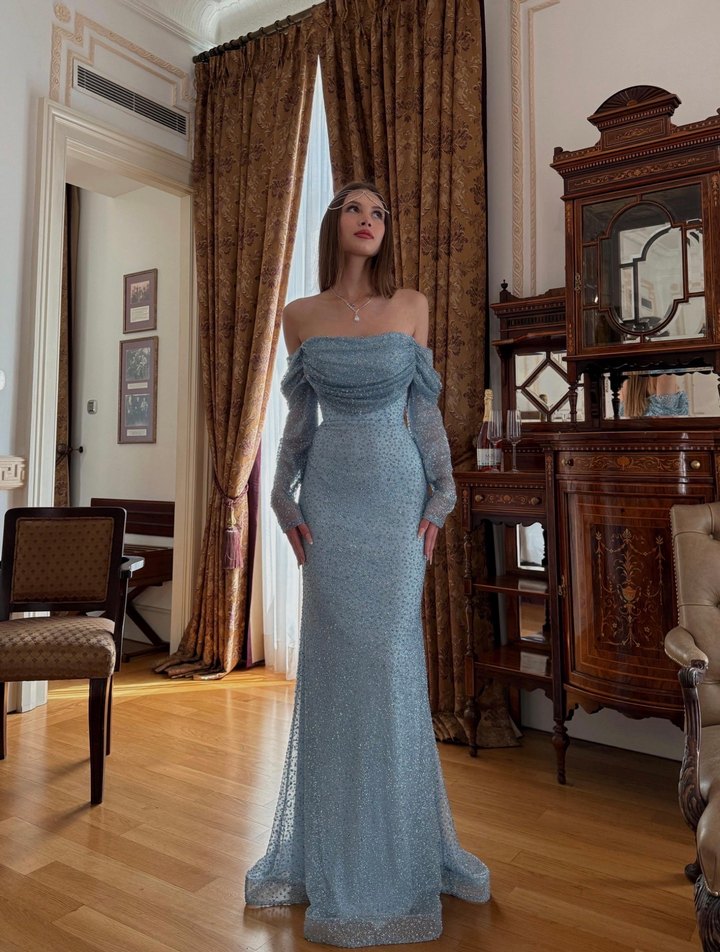 Mavi ışıltılı abiye - Görsel 2