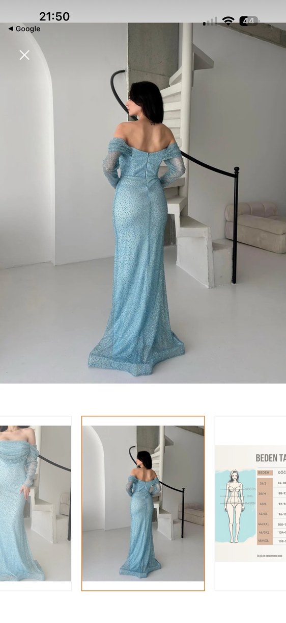 Mavi ışıltılı abiye - Görsel 5