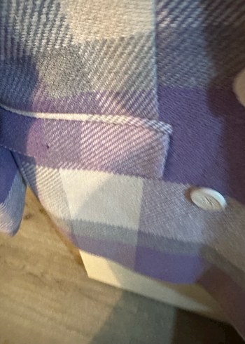 Düğmeli Mor Ekose Midi Kadın Blazer - Görsel 5