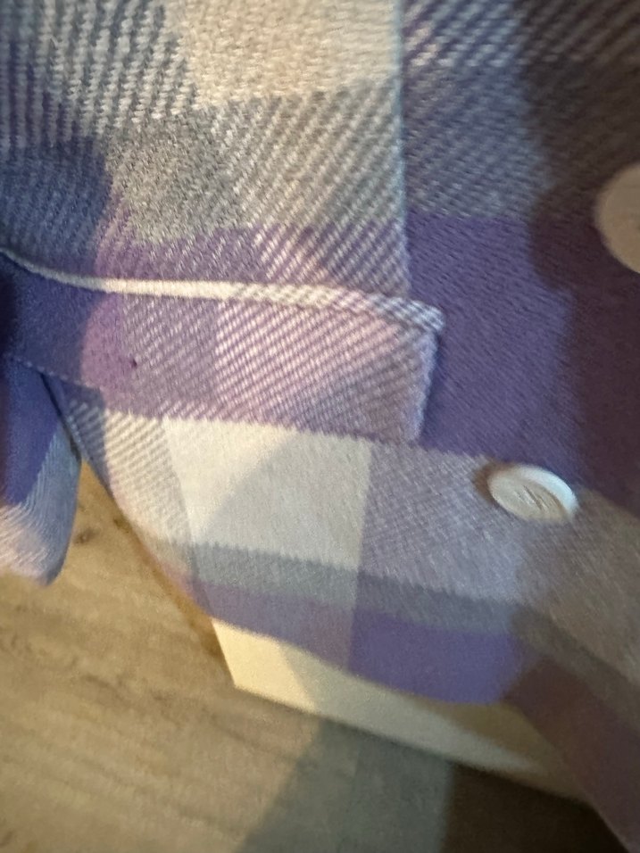 Düğmeli Mor Ekose Midi Kadın Blazer - Görsel 5