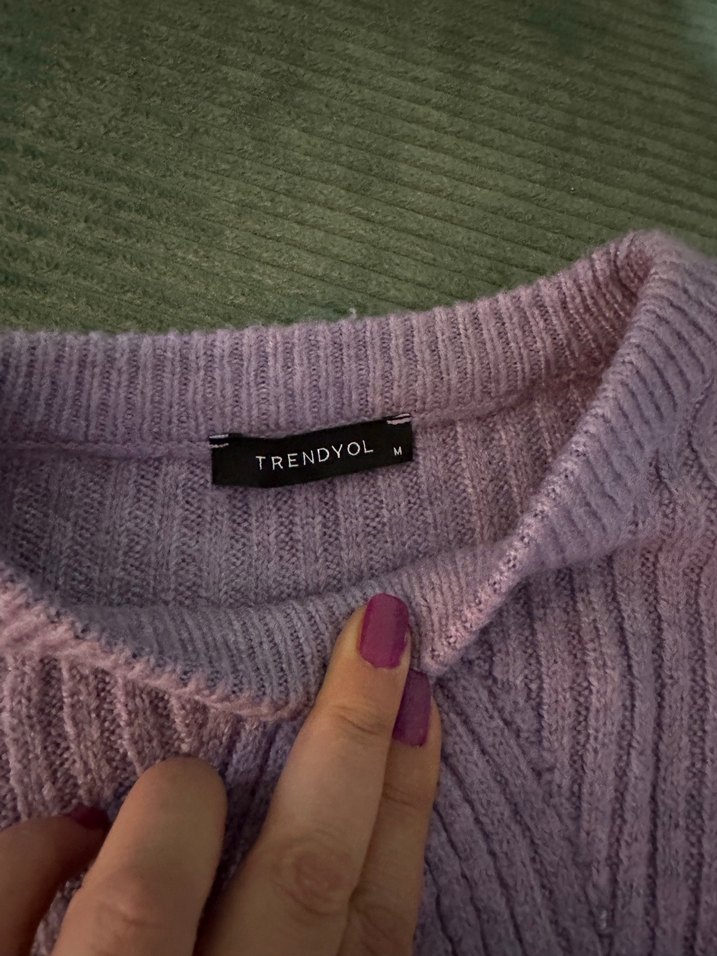 Lila Örgü Kadın Triko Kazak - Görsel 3