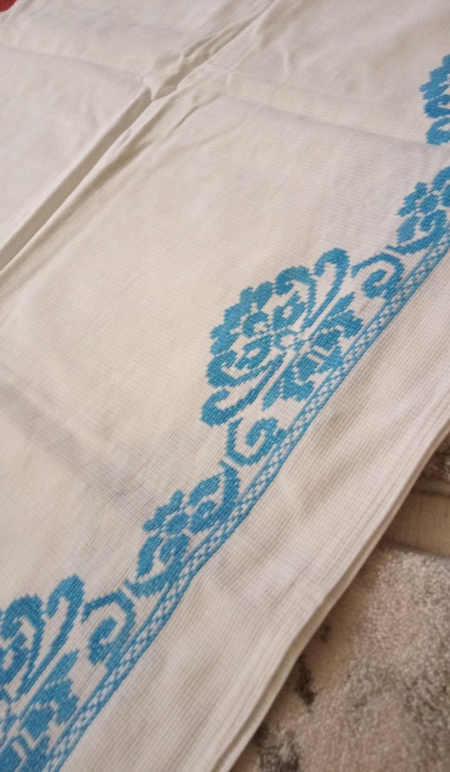 Nakışlı Açık Mavi yatak takımı - Görsel 3