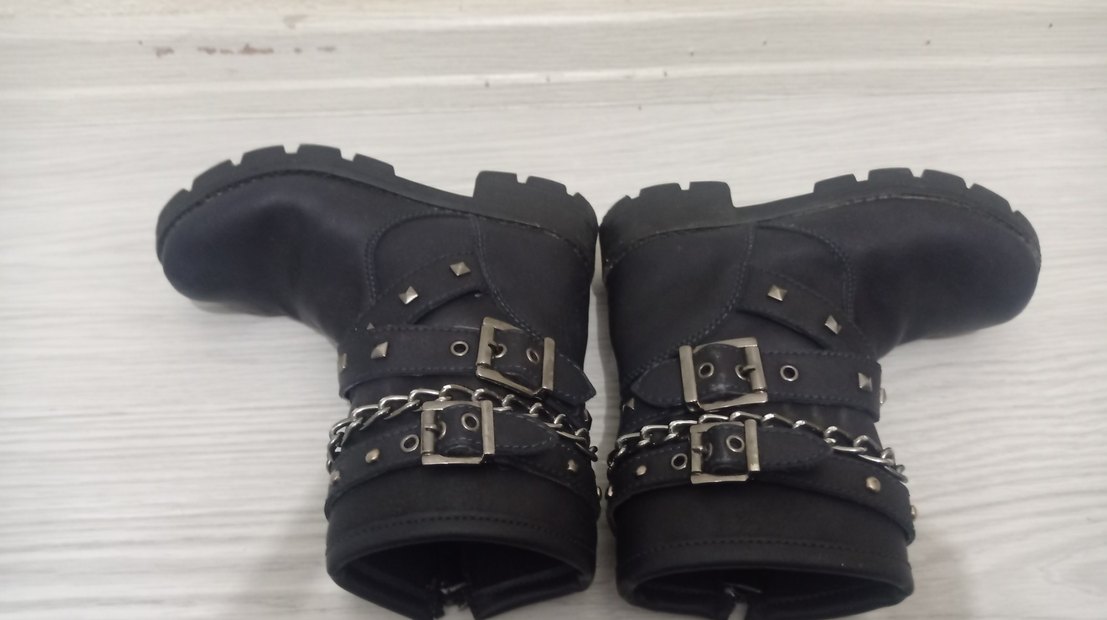 Tokalı Siyah Deri Biker Botlar - Görsel 2