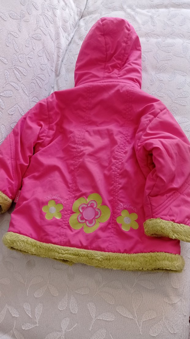 Kız Çocuk Kapüşonlu Fermuarlı Pembe Mont - Görsel 2