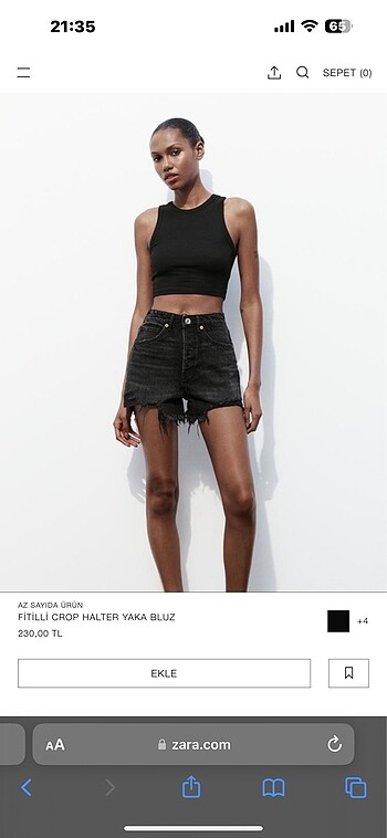m Beden zara fitilli halter yaka haki crop m beden
