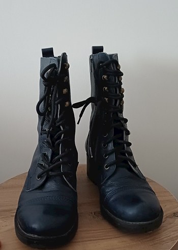 Lacivert Deri Kadın Bot - Görsel 2