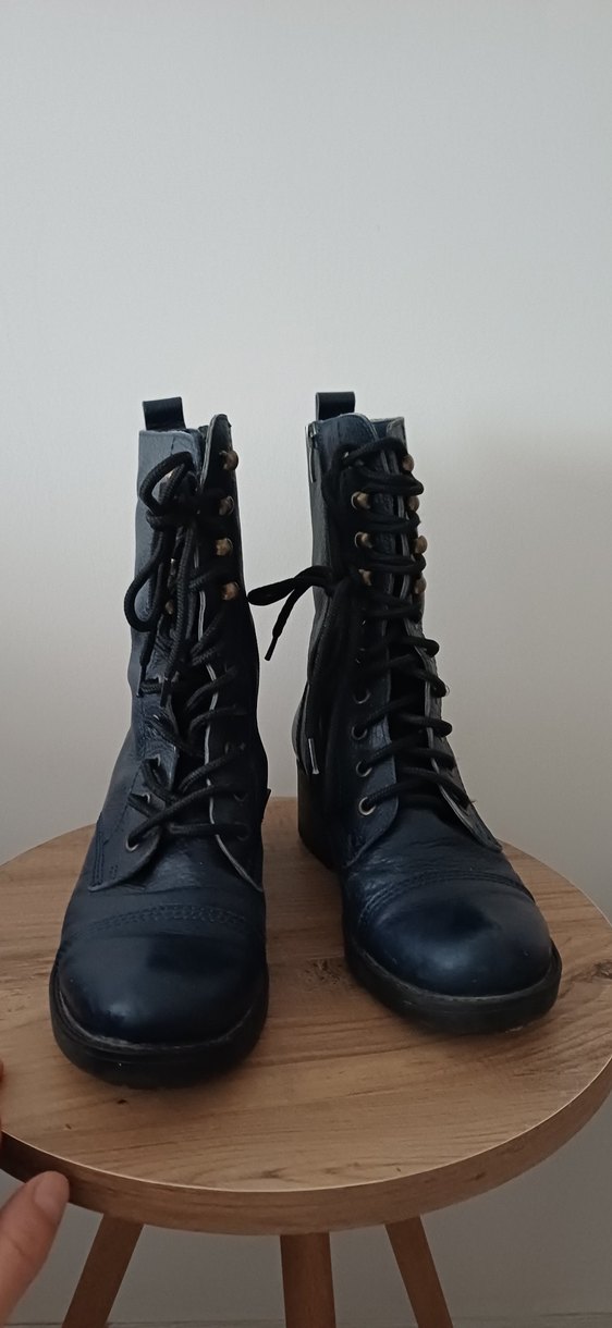 Lacivert Deri Kadın Bot - Görsel 2