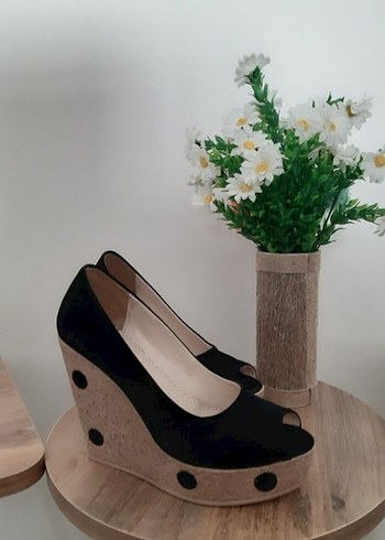 Siyah Platform Topuklu Kadın Ayakkabı - Görsel 2