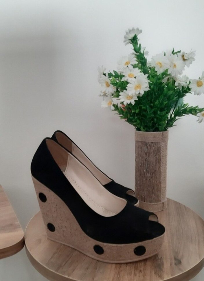 Siyah Platform Topuklu Kadın Ayakkabı - Görsel 2