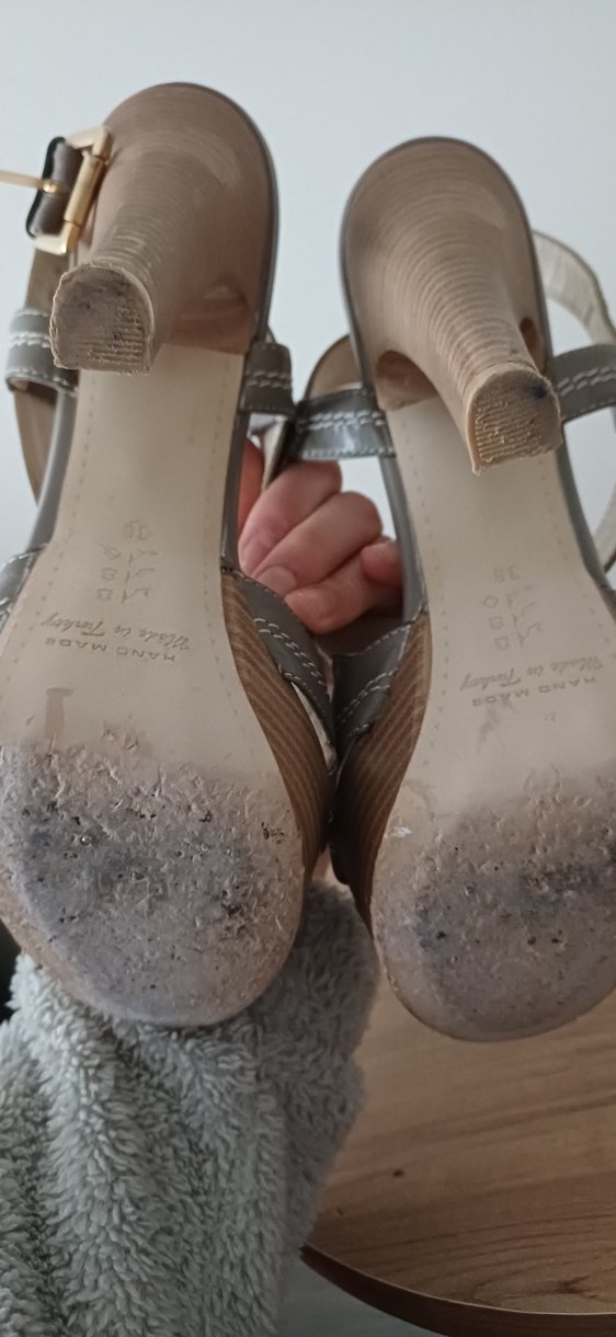 Bej Deri Yılan Desenli Topuklu Kadın Ayakkabı - Görsel 5