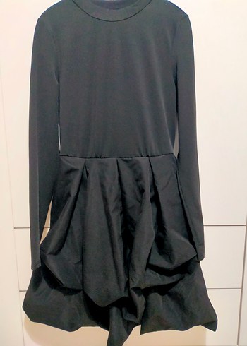 Uzun Kollu Siyah Midi Kadın Elbise - Görsel 2