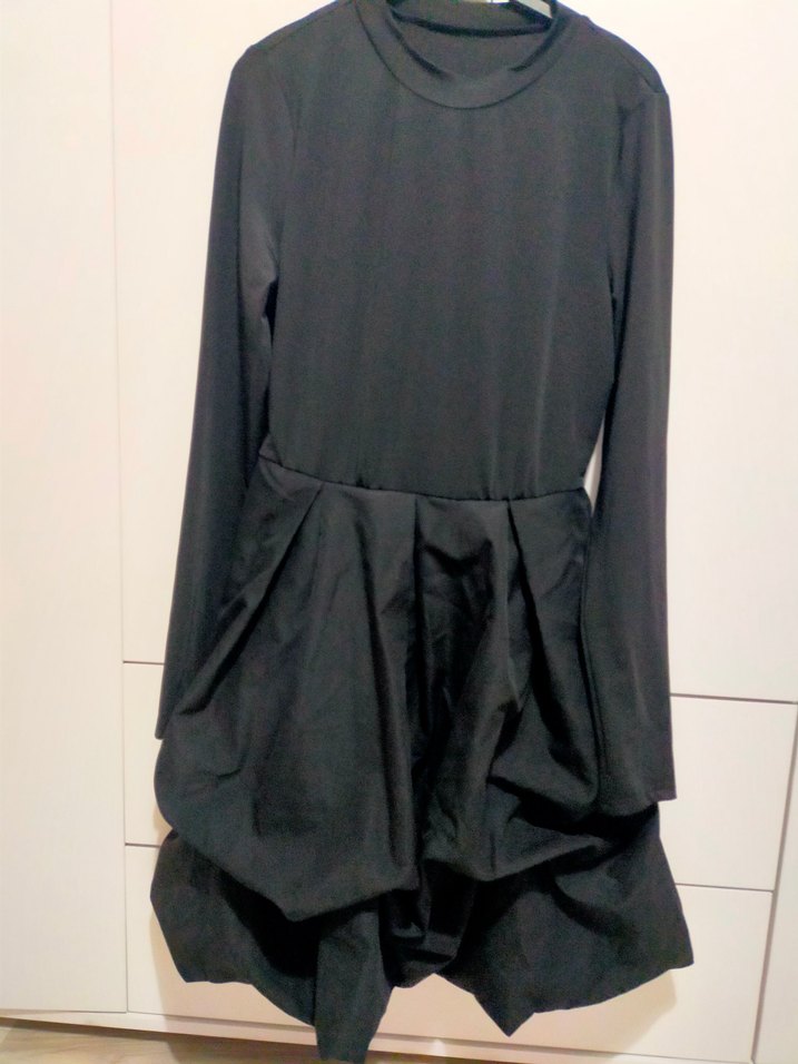 Uzun Kollu Siyah Midi Kadın Elbise - Görsel 3