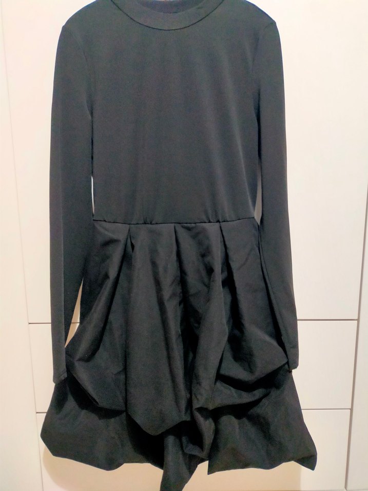 Uzun Kollu Siyah Midi Kadın Elbise - Görsel 2