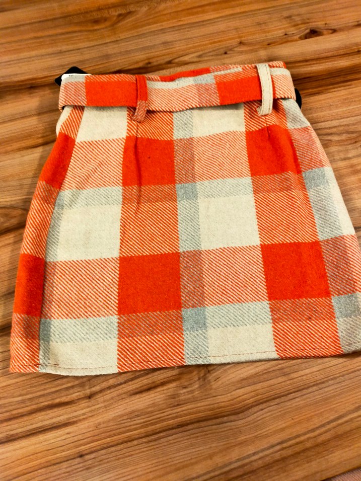 Kemerli Kırmızı Ekose Mini Etek - Görsel 3