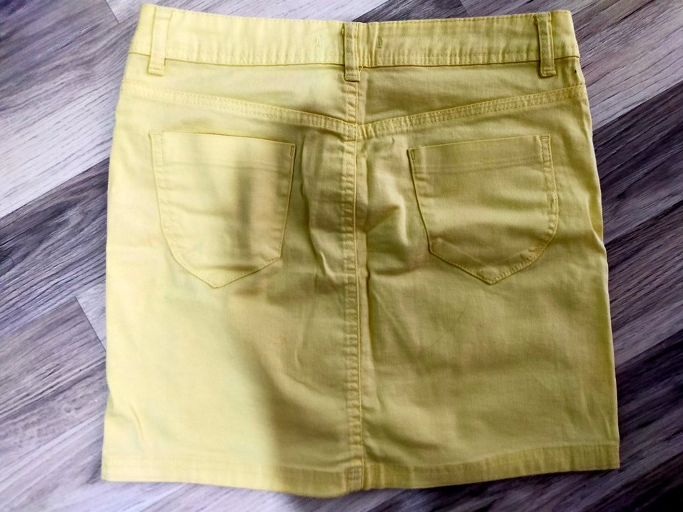 Düğmeli Sarı Mini Etek - Görsel 2