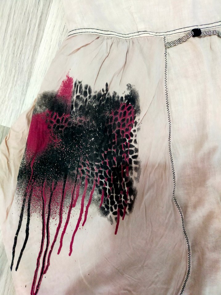 Keten Nakışlı Bohem Elbise - Görsel 3