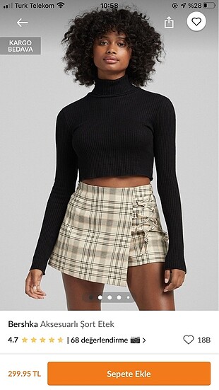 xl Beden Bershka şort etek