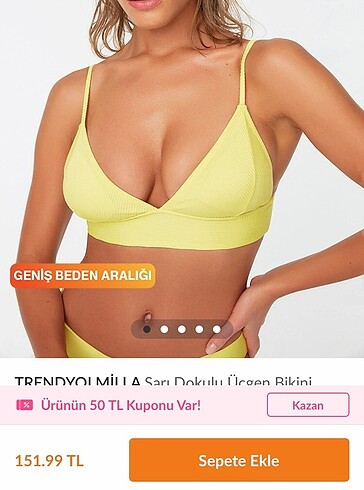 TRENDYOLMİLLA Sarı Üçgen Bikini Üstü