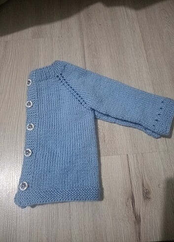 3-6 Ay Beden mavi Renk El örgüsü bebek hırkası