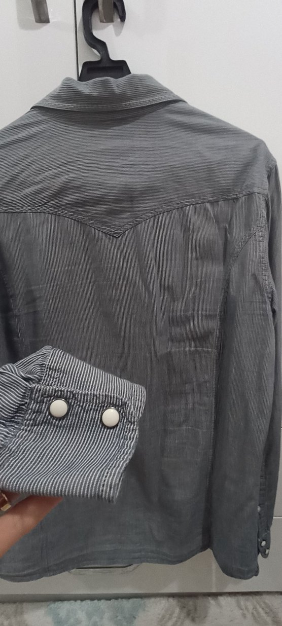 Gri Denim Erkek Gömlek - Görsel 3