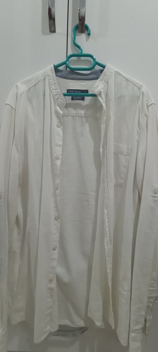 LCW Casual Beyaz Keten Erkek Gömlek - Görsel 2