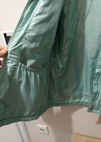 Mavi Yüksek Yakalı İnce Kadın Ceket - Görsel 4