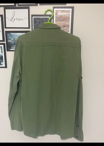 Yeşil Keten Erkek Gömlek, Regular Fit, Uzun Kollu - Görsel 2