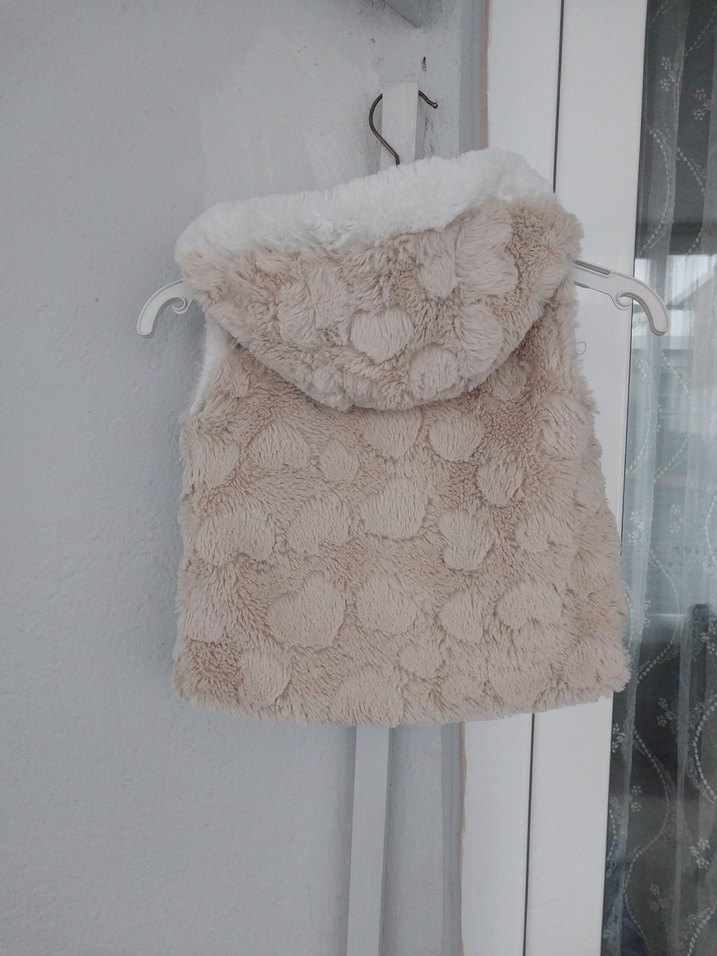 Kız Çocuk Bej Kürk Detaylı Yelek - Görsel 2