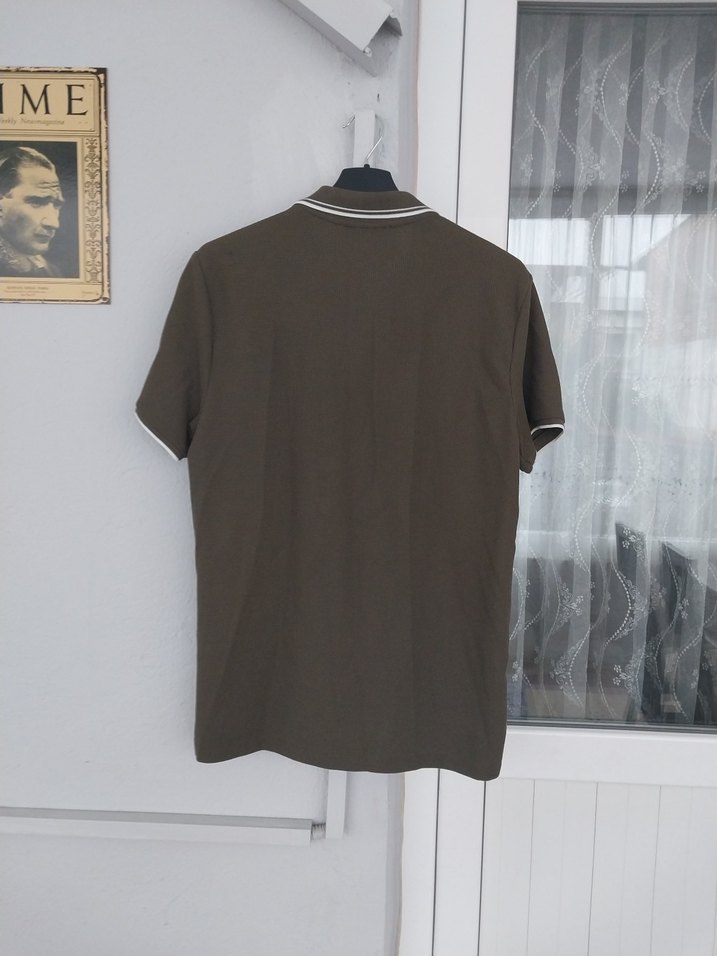 Erkek haki renki Polo Yaka Tişört - Görsel 3