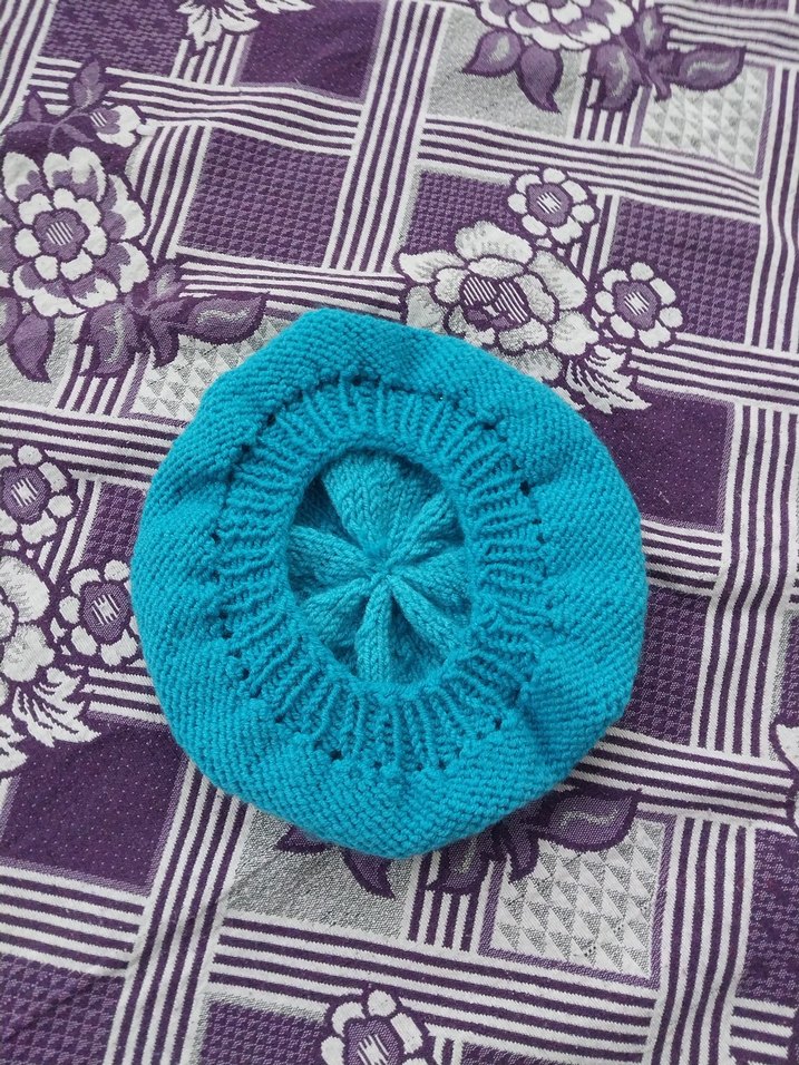 Renkli Mavi Kadın Örgü Bere - Görsel 2