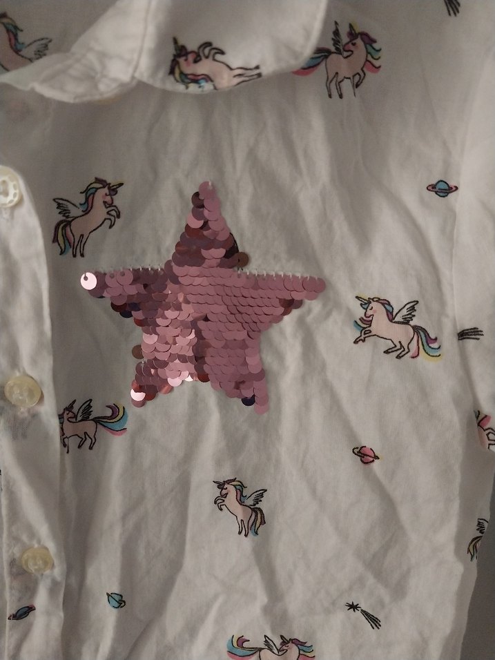 uzun kollu pul işlemeli gömlek - Görsel 3