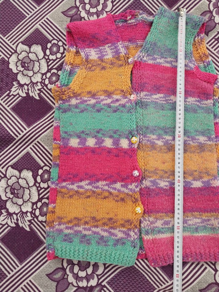 Renkli Örgü Kız Çocuk Yeleği - Görsel 5