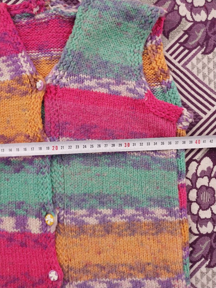 Renkli Örgü Kız Çocuk Yeleği - Görsel 3
