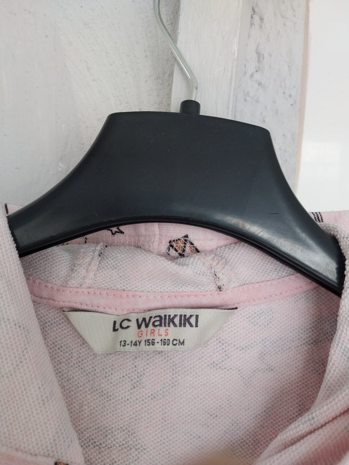 Kızlar için Kapüşonlu Fermuarlı Pembe Yelek - Görsel 3