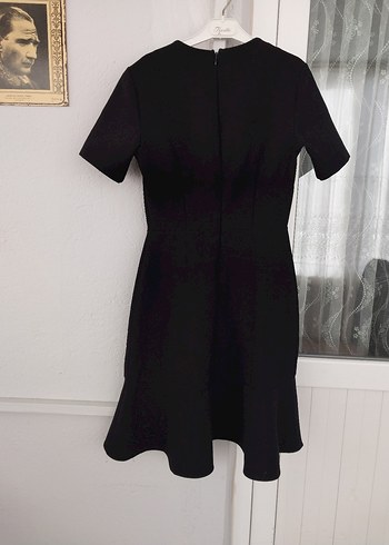 Siyah Midi Kısa Kollu Minimalist Elbise - Görsel 2