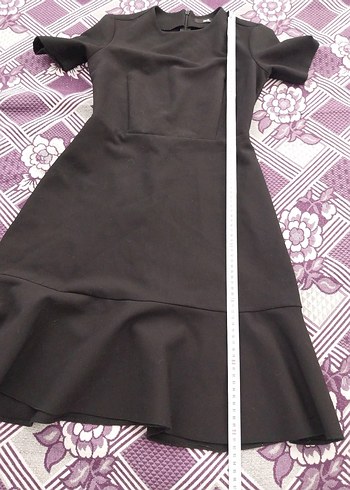 Siyah Midi Kısa Kollu Minimalist Elbise - Görsel 5