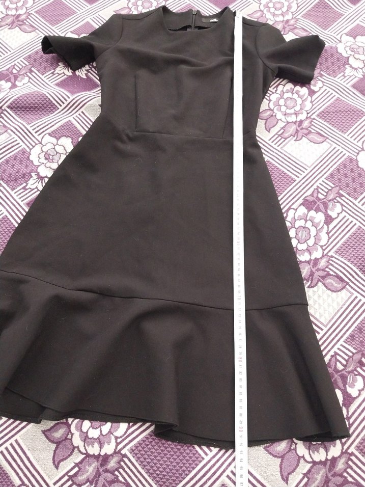 Siyah Midi Kısa Kollu Minimalist Elbise - Görsel 5