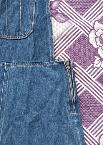 Kadın Lacivert Denim Kısa Salopet - Görsel 4