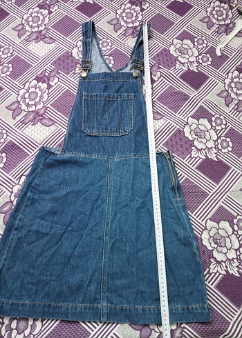 Kadın Lacivert Denim Kısa Salopet - Görsel 5