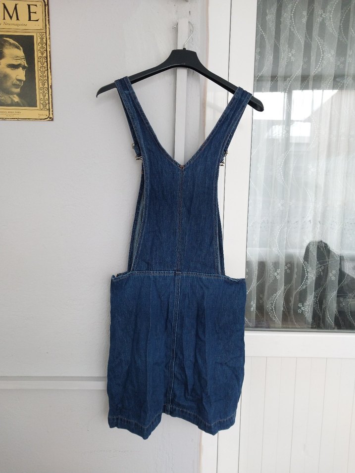 Kadın Lacivert Denim Kısa Salopet - Görsel 2